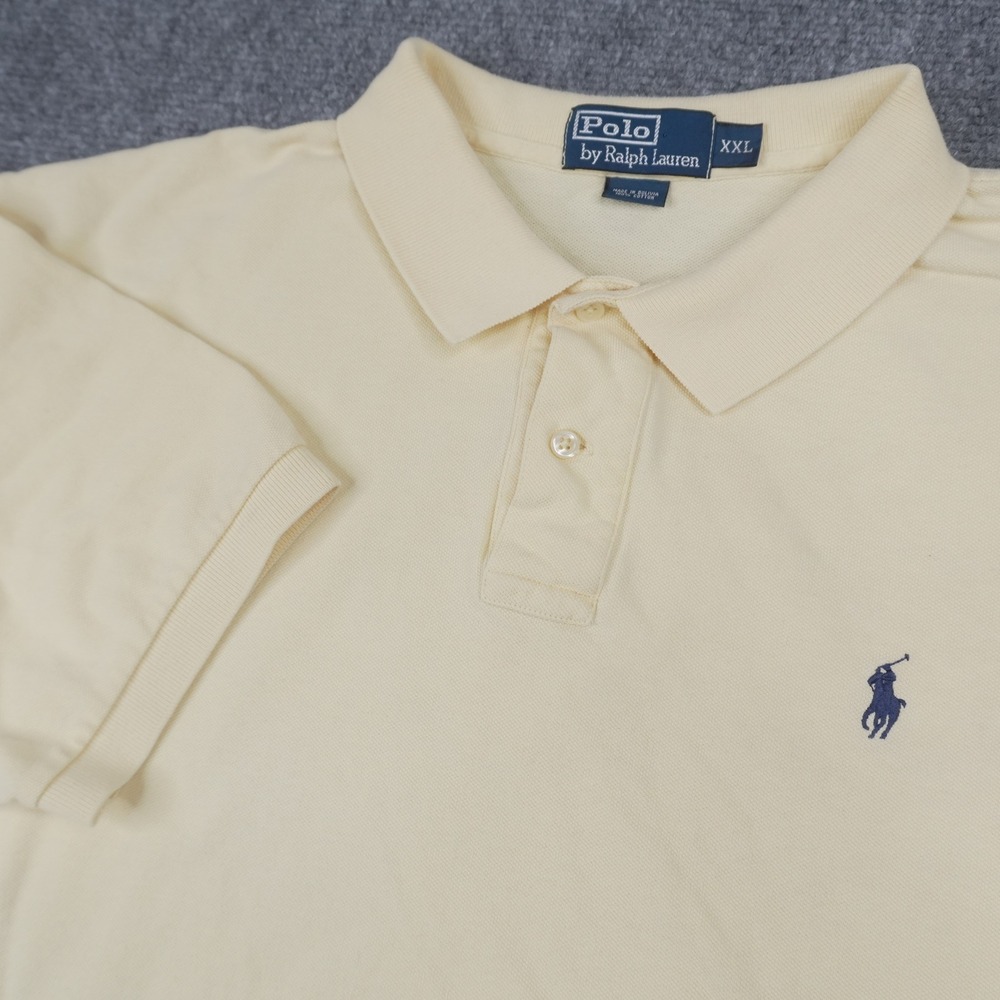 Polo Ralph Lauren Polo Shirt Mens XXL Yellow Short Sleeve Pique Pony Logo‎